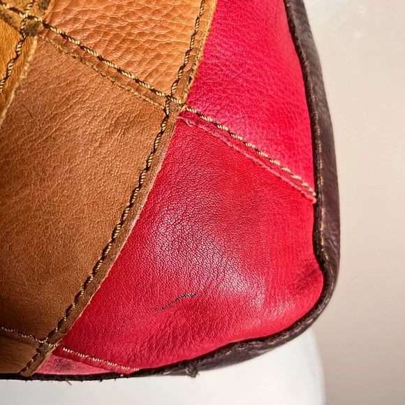 Colorful Patchwork Leather Hobo Bag - Picture 4 of 8